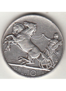 1929 10 Lire Argento Tipo Biga Discreta Conservazione  Vittorio Emanuele III